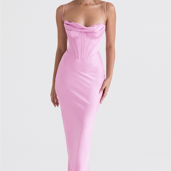 House of CB Charmine Pink Corset Maxi Dress Small Cup - Picture 2 of 5